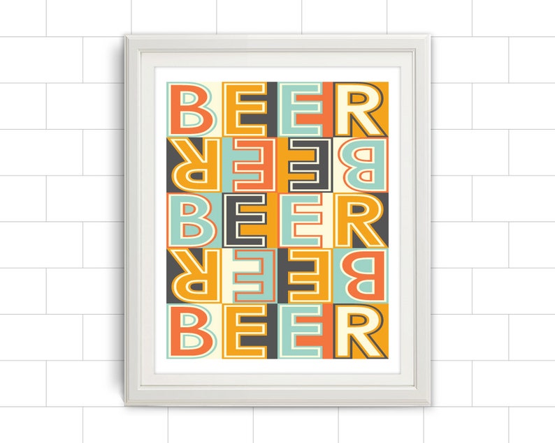 Beer, Beer Sign, Home Decor, Beer Signs, Beer Art, Beer Wall Decor, Beer Artwork, Beer Art Print, Mid Century Modern Art, Beer Wall Art image 2