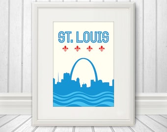 St. Louis, St. Louis Skyline, St. Louis Arch, St. Louis Print, St. Louis Poster - 5x7