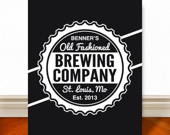 Custom Beer Cap Sign Print, Beer Print, Beer Art, Bar Art, Bar Print, Bar Sign, Beer Sign