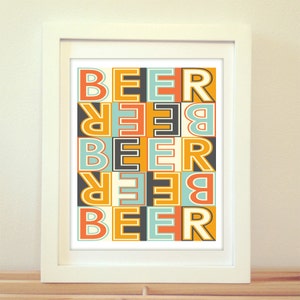 Beer, Beer Sign, Home Decor, Beer Signs, Beer Art, Beer Wall Decor, Beer Artwork, Beer Art Print, Mid Century Modern Art, Beer Wall Art image 4