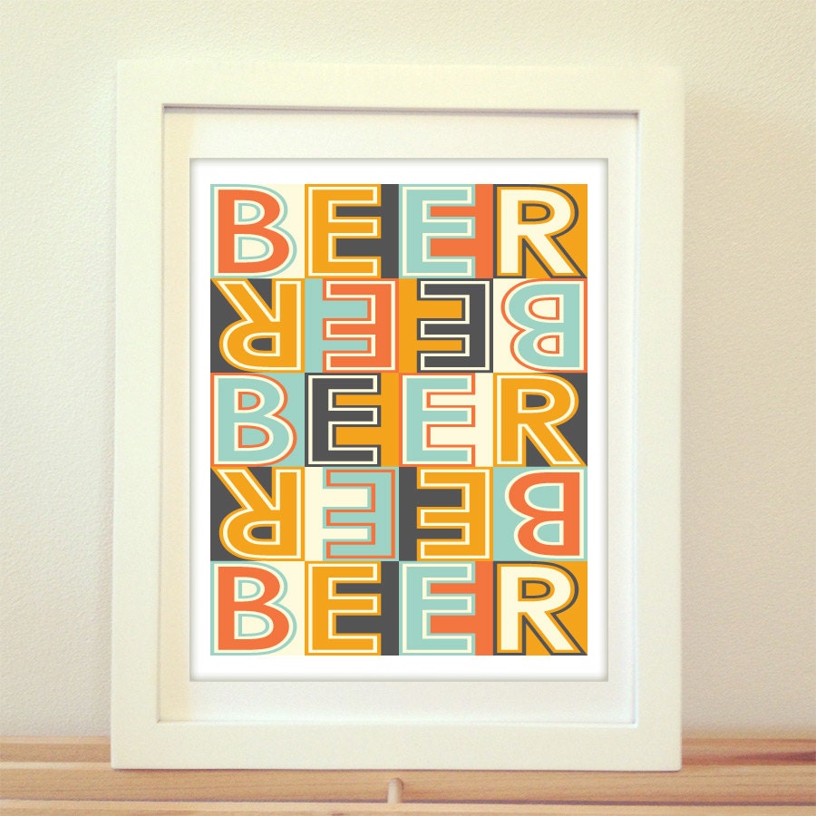 Beer Beer Sign Home Decor Beer Signs Beer Art Beer Wall Decor Beer Artwork Beer Art Print Mid Century Modern Art Beer Wall Art