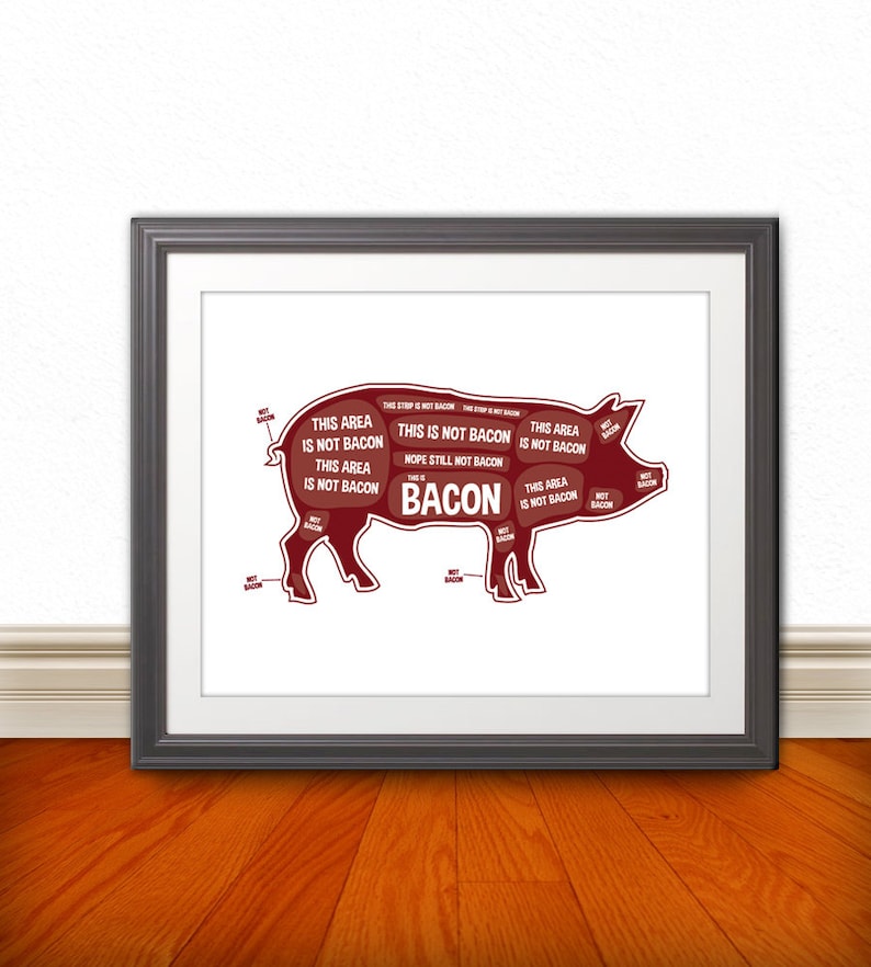 3 Butcher Prints Cow, Pig, Chicken, Butcher Diagram Kitchen Sign, Kitchen Print, Kitchen Art, Bacon Print, Bacon Sign 3 Prints image 2