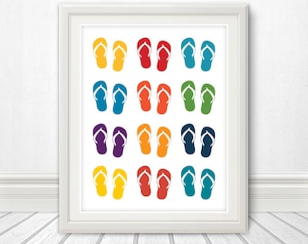 Flip Flops, Sandals, Sandals Print, Wall Art, Pool, Pool Sign, Art, Print, Poster, Home Decor, Apartment Decor, Summer, Beach - 11x14