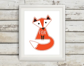 Fox, Fox Tail, Fox Wall Art, Fox Print, Fox Poster, Fox Kids, Nursery, Nursery Wall Art, Nursery Decor, Fox Nursery, Fox Kids Wall Art