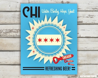 CHI Water Barley Hops Yeast Print - Chicago, Chicago Beer Print