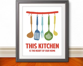 This Kitchen Is The Heart Of Our Home, Kitchen Print, Kitchen Art, Kitchen Poster - 6 Sizes