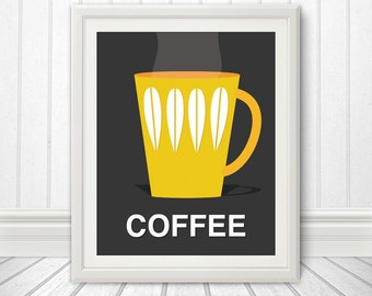 Coffee, Scandinavian Inspired Print, Coffee Print, Coffee Poster, Coffee Art - 8x10