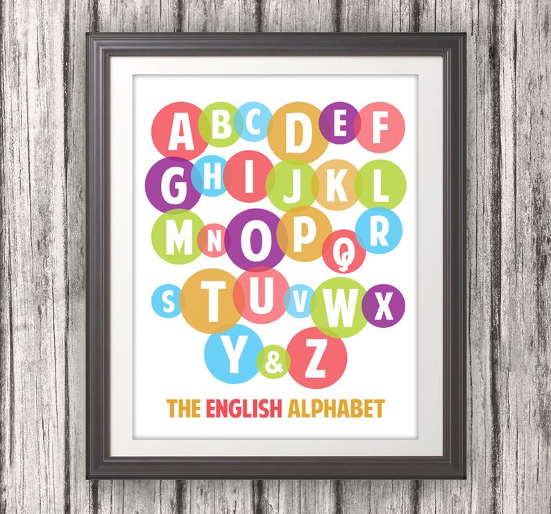 Alphabet Print, Letters, Nursery Wall Decor, Art For Kids, Baby Nursery Art 11 x 14 image 2