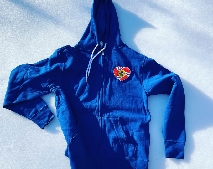 Featured listing image: St. Louis Flag Heart Patch Zip-Up Hoodie