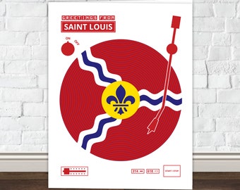 St. Louis Record Player Card, Greetings From Saint Louis, STL, St Louis City, Missouri, Stl Flag