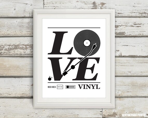 Love Vinyl, Vinyl Record Print, Vinyl Record Art, Love Print