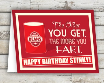 Happy Birthday Stinky - Funny Birthday Card, Birthday Card, Fart, Old, birthday card friend, Card For Him, Card For Her, Over the Hill