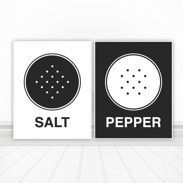 Salt & Pepper, Custom Color Kitchen Wall Art, Kitchen Decor, Home Decor, Apartment Decor, Apartment Wall Art, Art For Kitchen - 8x10