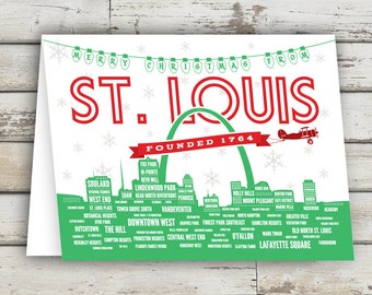 Merry Christmas from STL, Merry Christmas St Louis, St Louis Greeting Card, St Louis, Saint Louis, St Louis Holiday, Christmas Card, STL