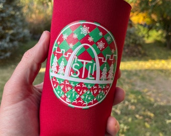 St Louis Christmas Can Cooler - by Benton Park Prints, St Louis, Saint Louis, STL