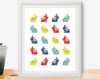 Swedish Dala Bunny Print