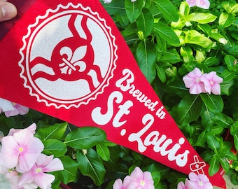 Brewed in St. Louis Pennant - Beer Cap Pennant - STL Pennant - St. Louis Wall Art