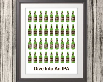 Dive Into An IPA, Beer, Beer Print, Craft Beer, Bar Art, Local Brew - 11x14