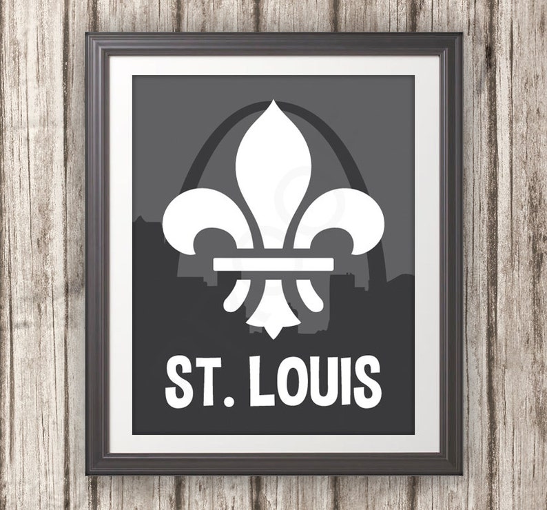 St. Louis, Fleur De Lis, St. Louis Skyline, St. Louis Arch, St. Louis Print, St. Louis Poster, St. Louis Sign 11x14 image 2