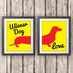 Wiener Dog Love, Wiener Dog, Dachshund, Wiener Dog Print, Wiener Dog Art, Wiener Dog Poster, Dog Print, Dog Art, Dog Poster - 8x10