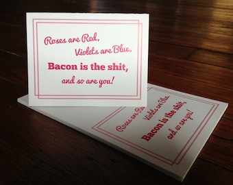 Bacon, Bacon Card, greeting card, birthday card, bacon greeting, thank you card, Bacon is the Shit - Individual Thank You Card