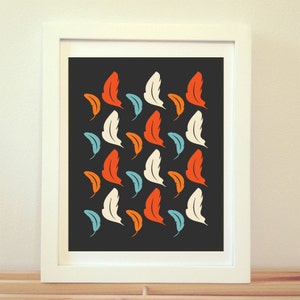 Feathers, Butterflies, Leafs, Fall, Fall Print, Fall Art, Abstract, Art, Home Decor, Orange, Wall Art, Fall Decor, falling leaves