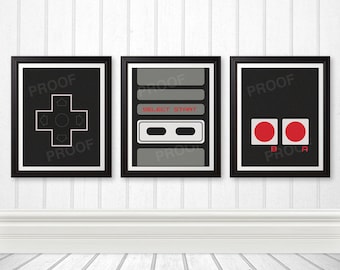 NES Controller Print Set, NES Art, Nerd Art, Geek Gift, Gamer Print - 11x14 Prints