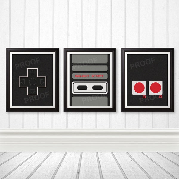NES Controller Print Set, NES Art, Nerd Art, Geek Gift, Gamer Print - 11x14 Prints