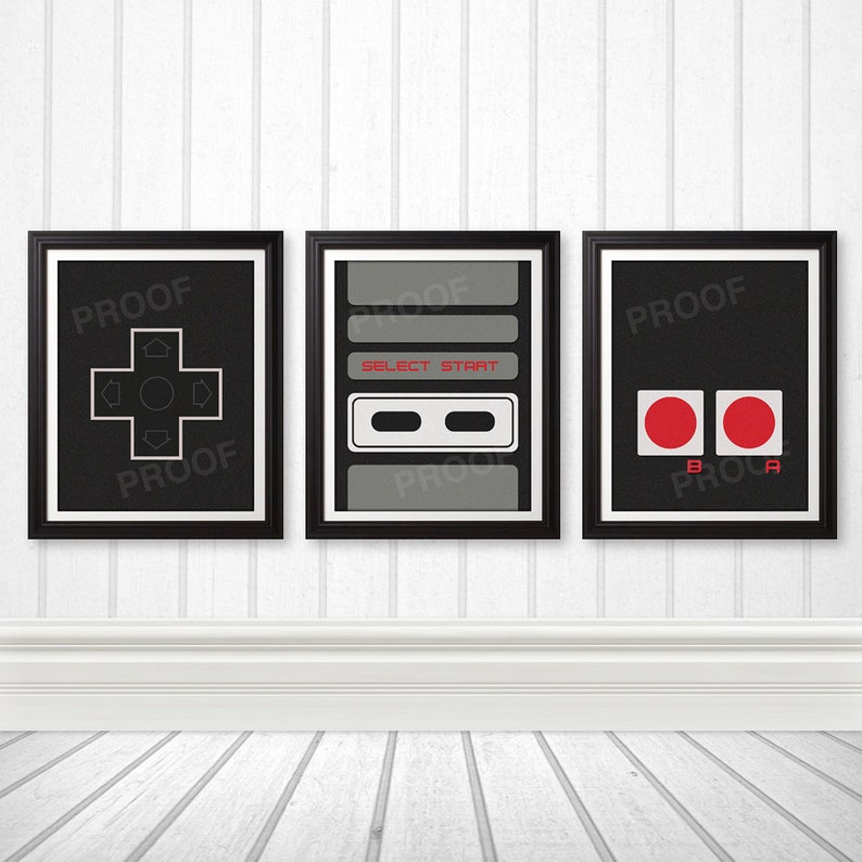 NES Controller Print Set, NES Art, Nerd Art, Geek Gift, Gamer Print - 11x14 Prints 