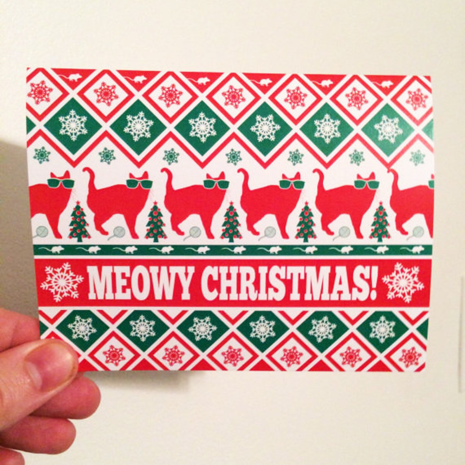 Meowy Christmas Christmas Card Cat Cats Cat Cards - Etsy