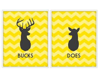 Does & Bucks Antler Prints - Deer Prints - Deer Art - Custom Color=