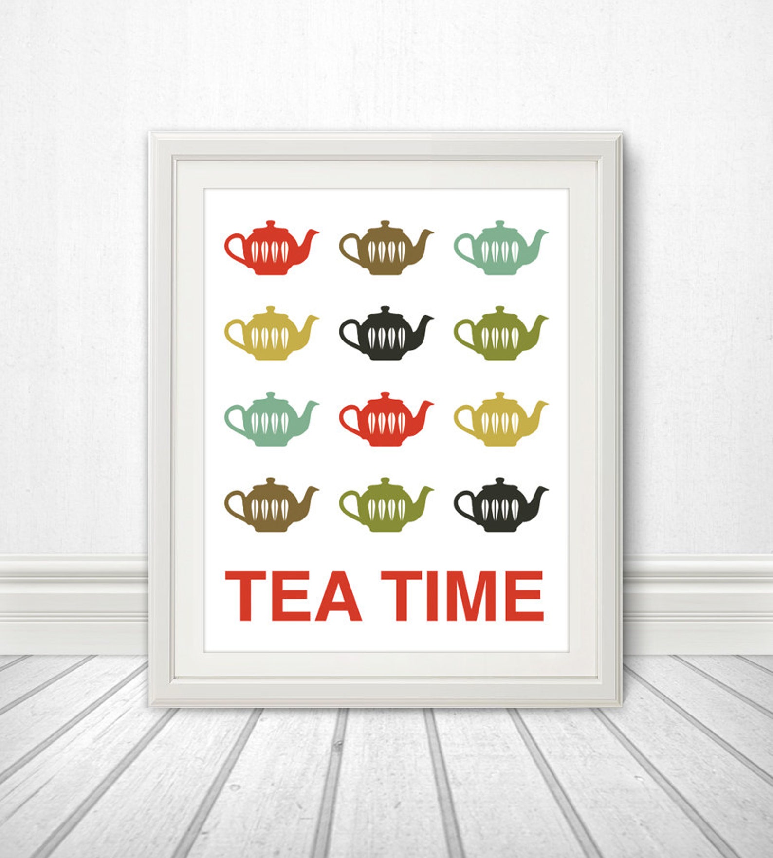 Teapots Print Poster Mid Century Art Quote Print Kitchen Etsy