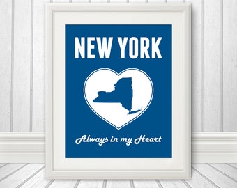 New York, New York is Always in my Heart - New York Print, New York Heart, New York Art, Custom Color - 8x10 Print