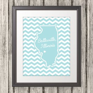 State Heart Print, State Print, State Poster, State Sign, State Art, Chevron, Custom Color 8x10 image 2