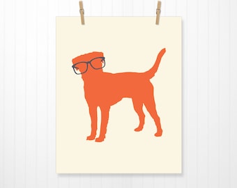 Dog Wearing Glasses, Dog Wall Art, Dog Art, Dog Print, Puppy Print, Puppy Art, Glasses, Home Decor, Animal Print, 5 Sizes to Choose From