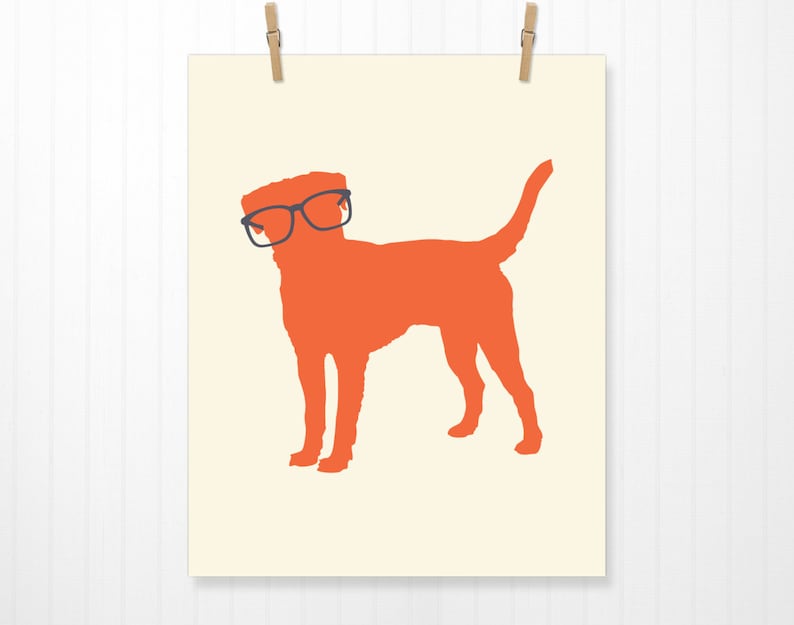 Dog Wearing Glasses Dog Wall Art Dog Art Dog Print Puppy | Etsy