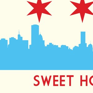 Chicago Flag with Skyline & Heart, Sweet Home Chicago, Chicago Poster, Chicago Print, Chicago Art 24x18 image 3