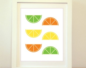 Orange, Lime, Lemon, Citrus Print, Citrus Poster, Orange Print, Lime Print, Lemon Print, Lemon Poster, Home Decor, Kitchen Print