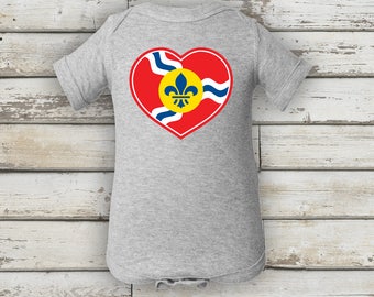 STL Heart Onesie, St. Louis Flag Infant Baby Rib Bodysuit, St. Louis Flag, St. Louis Heart, STL Heart, St. Louis, STL Onesie