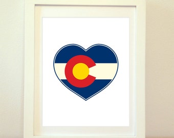 Colorado Heart, Colorado Heart Flag, Colorado Print, Colorado Home, Colorado Wall Art, Colorado Poster, Colorado State Art, Colorado Decor