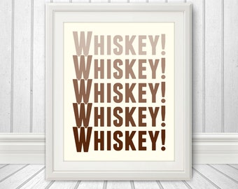 Whiskey - Faded Whiskey Print, Faded Whiskey Art, Bar Print, Bar Art, Custom Color