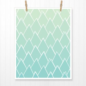 Abstract Green Triangles, Triangle, Green, Green Art, Green Print, Green Artwork, Green Poster, Triangle Print, Triangle Art, Teal, Art image 1