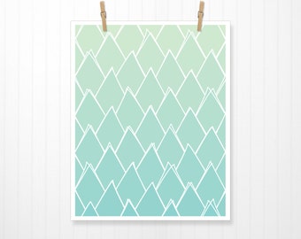 Abstract Green Triangles, Triangle, Green, Green Art, Green Print, Green Artwork, Green Poster, Triangle Print, Triangle Art, Teal, Art