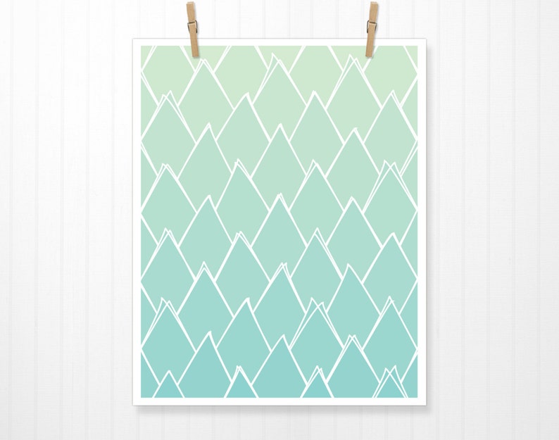 Abstract Green Triangles, Triangle, Green, Green Art, Green Print, Green Artwork, Green Poster, Triangle Print, Triangle Art, Teal, Art image 1