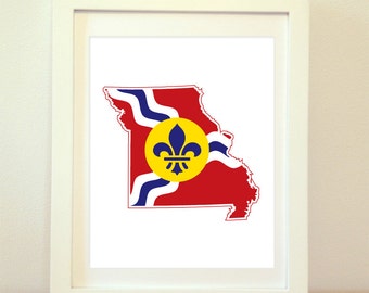 Saint Louis Missouri, St. Louis Art, St. Louis Map, St Louis Flag, Saint Louis Art, Missouri, Saint Louis Print, St. Louis Print, STL