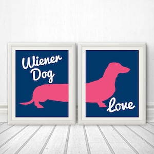 Wiener Dog Love, Wiener Dog, Dachshund, Wiener Dog Print, Wiener Dog Art, Wiener Dog Poster, Dog Print, Dog Art, Dog Poster - 11x14