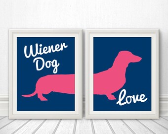 Wiener Dog Love, Wiener Dog, Dachshund, Wiener Dog Print, Wiener Dog Art, Wiener Dog Poster, Dog Print, Dog Art, Dog Poster - 11x14