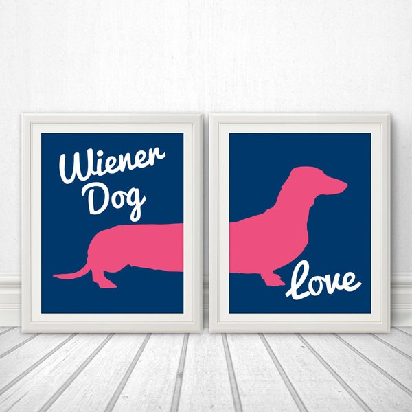 Wiener Dog Love, Wiener Dog, Dachshund, Wiener Dog Print, Wiener Dog Art, Wiener Dog Poster, Dog Print, Dog Art, Dog Poster - 11x14