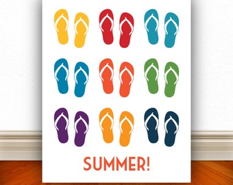 Flip Flops Summer Prints, Flip Flops, Sandals, Sandals Print, Summer Print, Pool, Pool Sign, Home Decor, Summer Art, Beach  - 8x10