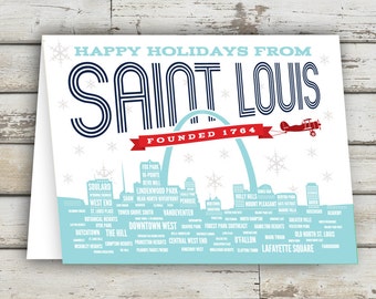 Happy Holidays from STL, Happy Holidays St Louis, St Louis Greeting Card, St Louis, Saint Louis, St Louis Holiday, Christmas Card, STL